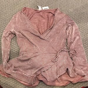 red and white wrap top